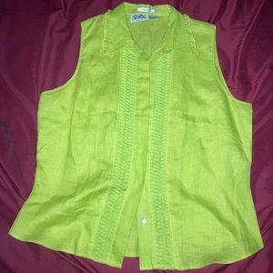 Edward L Irish linen green tank top